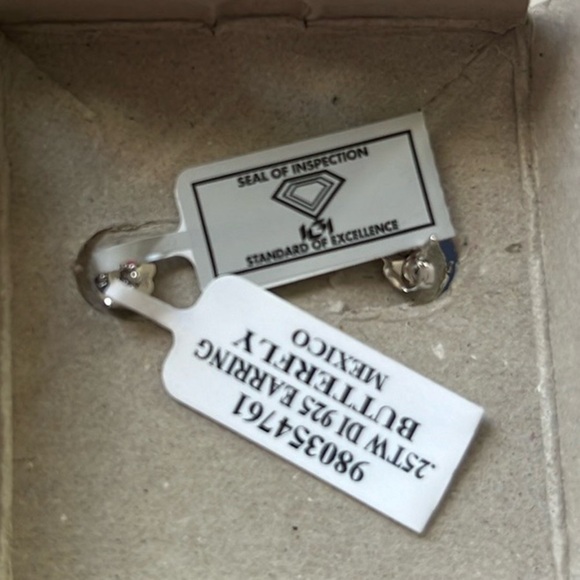 NEW Diamond Sterling Silver Butterfly Earrings - Picture 5 of 5